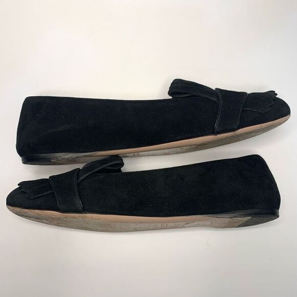Gucci Marmont Flats GG Kiltie Fringe Suede Loafer Black Size EU 36.5 US 6.5 - Picture 7 of 11